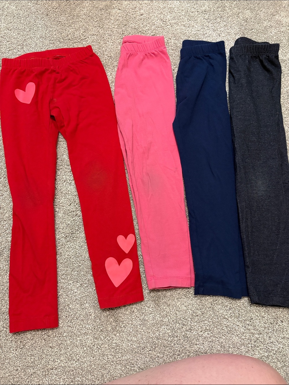 Cat & Jack girls Stretch Cotton Leggings - Red, Pink, Navy, denim XS 4/5